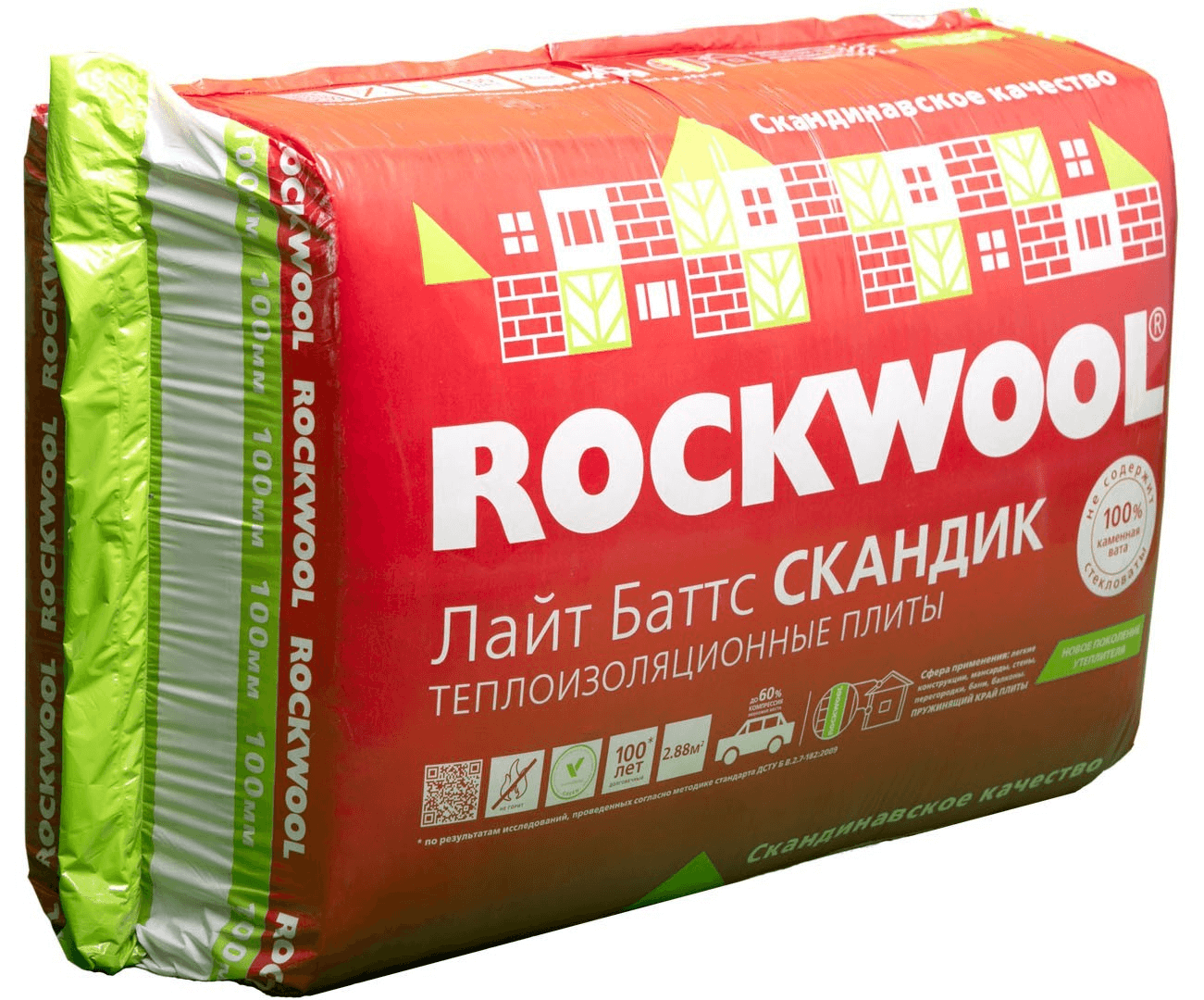 Утеплитель ROCKWOOL ЛАЙТ БАТТС СКАНДИК 800x600x100